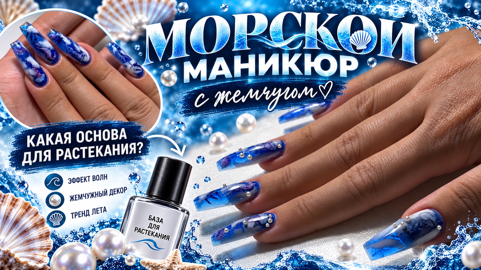 🔥 ВОЛНЫ И ЖЕМЧУГ НА НОГТЯХ 🌊🤍 СЕКРЕТ ИДЕАЛЬНОГО РАСТЕКАНИЯ!