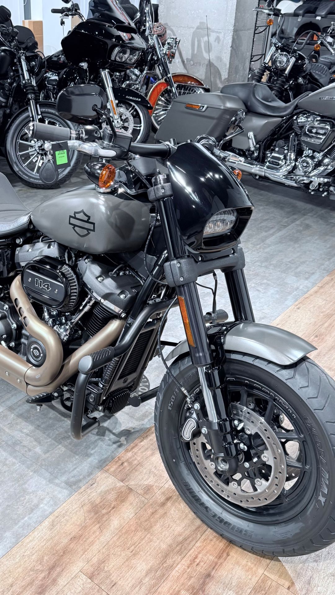 + 2018 HD Fat Bob 114 ABS Industrial Gray Denim 9K (VIN 5HD***4682)
