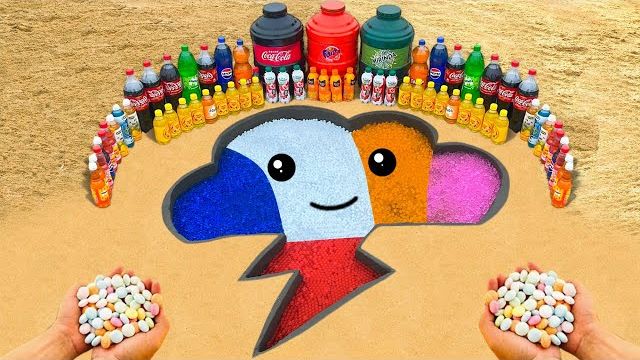 Как сделать радужные облака из шариков Orbeez, гигантских банок Pepsi, Big Fanta, Coca-Cola, Mentos