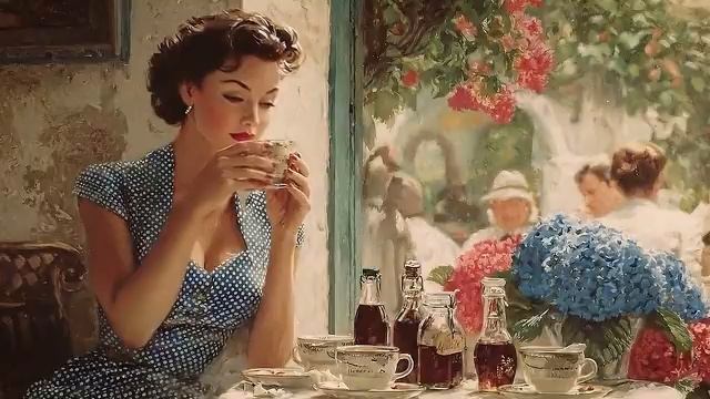ЛЕТНЕЕ КАФЕ В ЦВЕТУЩЕМ ВИНТАЖНОМ СТИЛЕ 1950-Х 💞