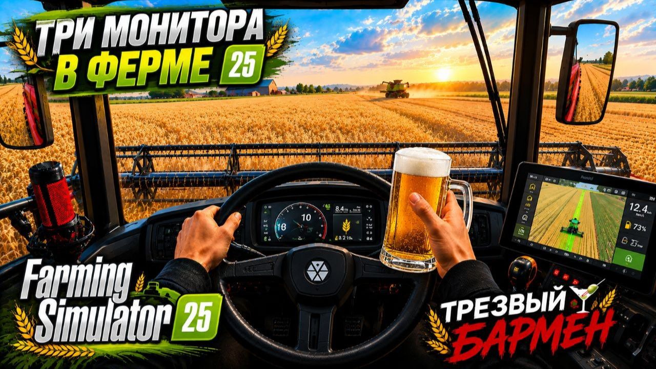 🚜Максимальный реализм 🚜 Farming Simulator 25 Три монитора и руль #fs25 #farmingsimulator25 #dlss5