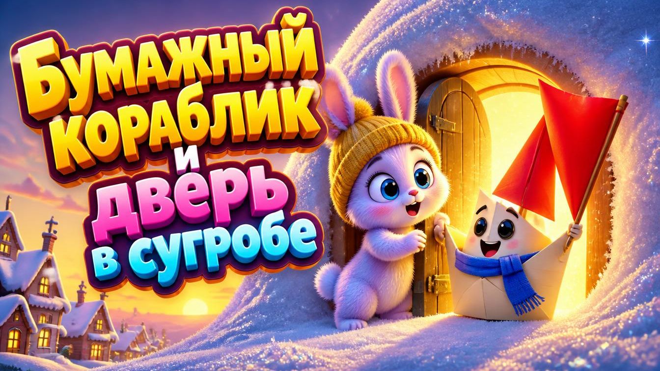 Бумажный кораблик и дверь в сугробе