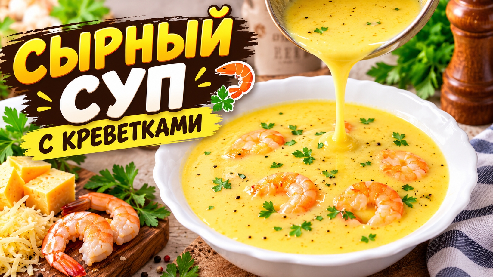 Сырный суп с креветками!