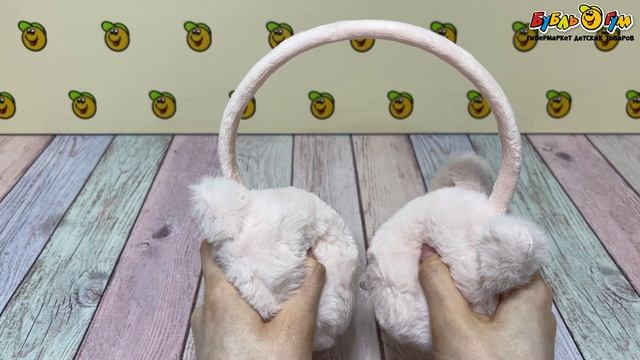 Наушники Lanson Kids теплые хлопковые мягкие с изображением котика розовые - видео