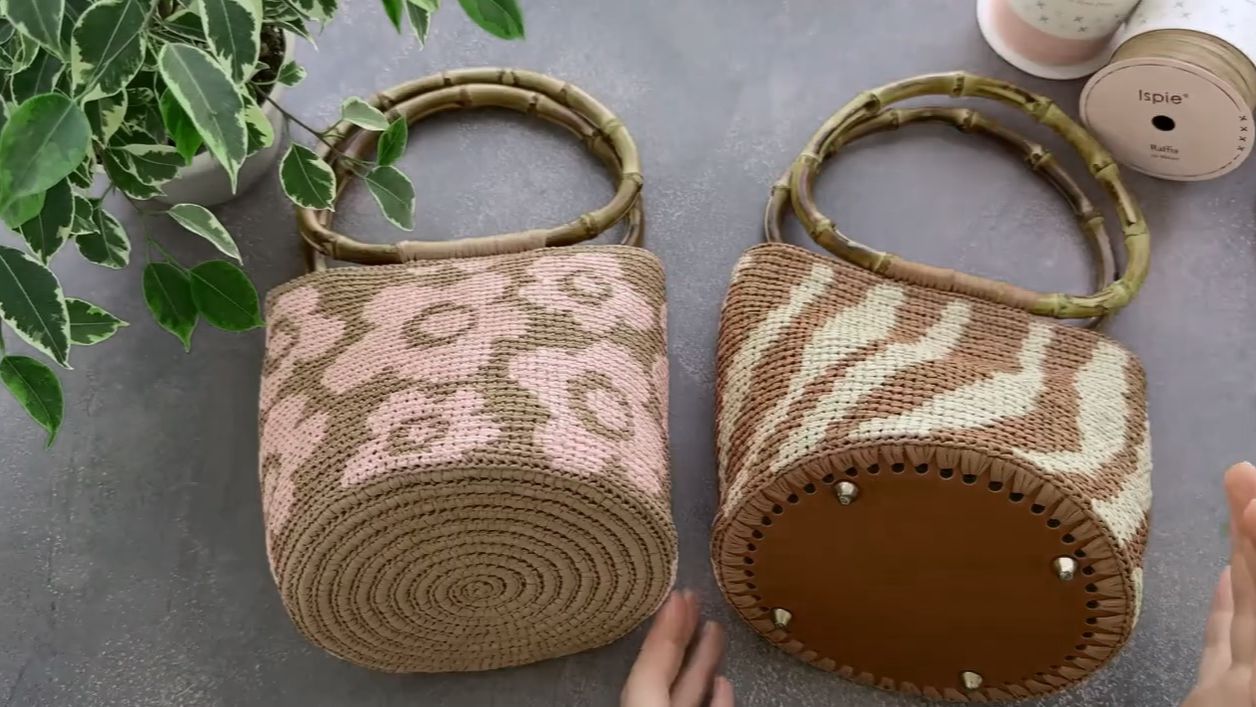 Сумка из рафии жаккардовая