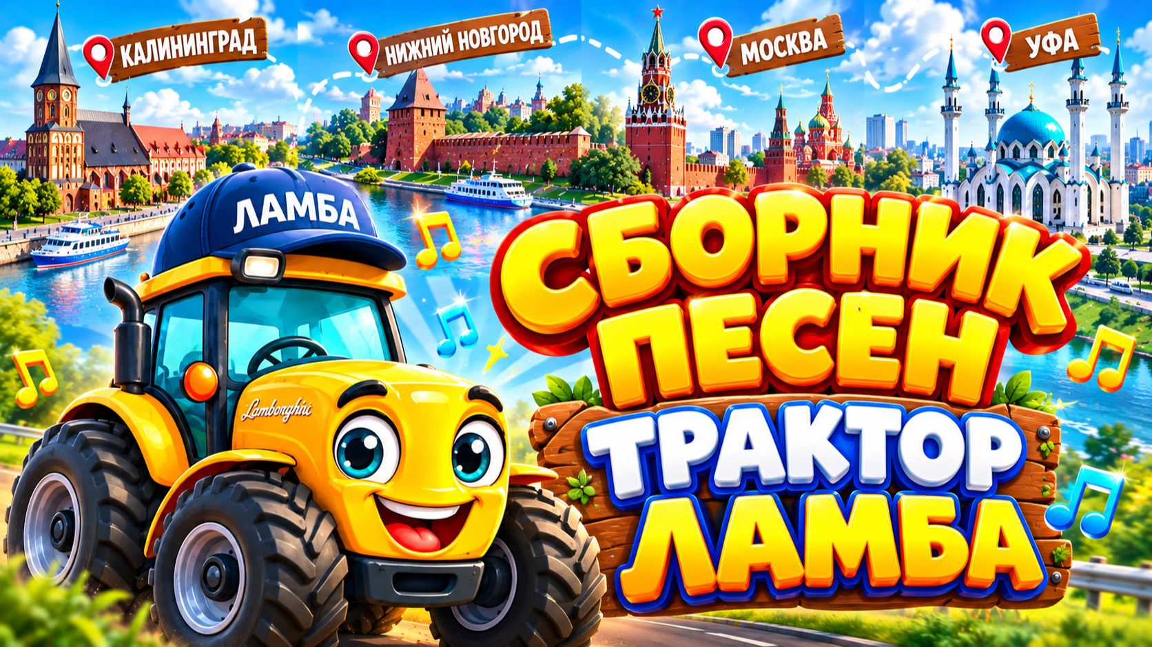 СБОРНИК ПРО ТРАКТОР ЛАМБА. Трактор Ламба по городам. Мультики и песенки для детей