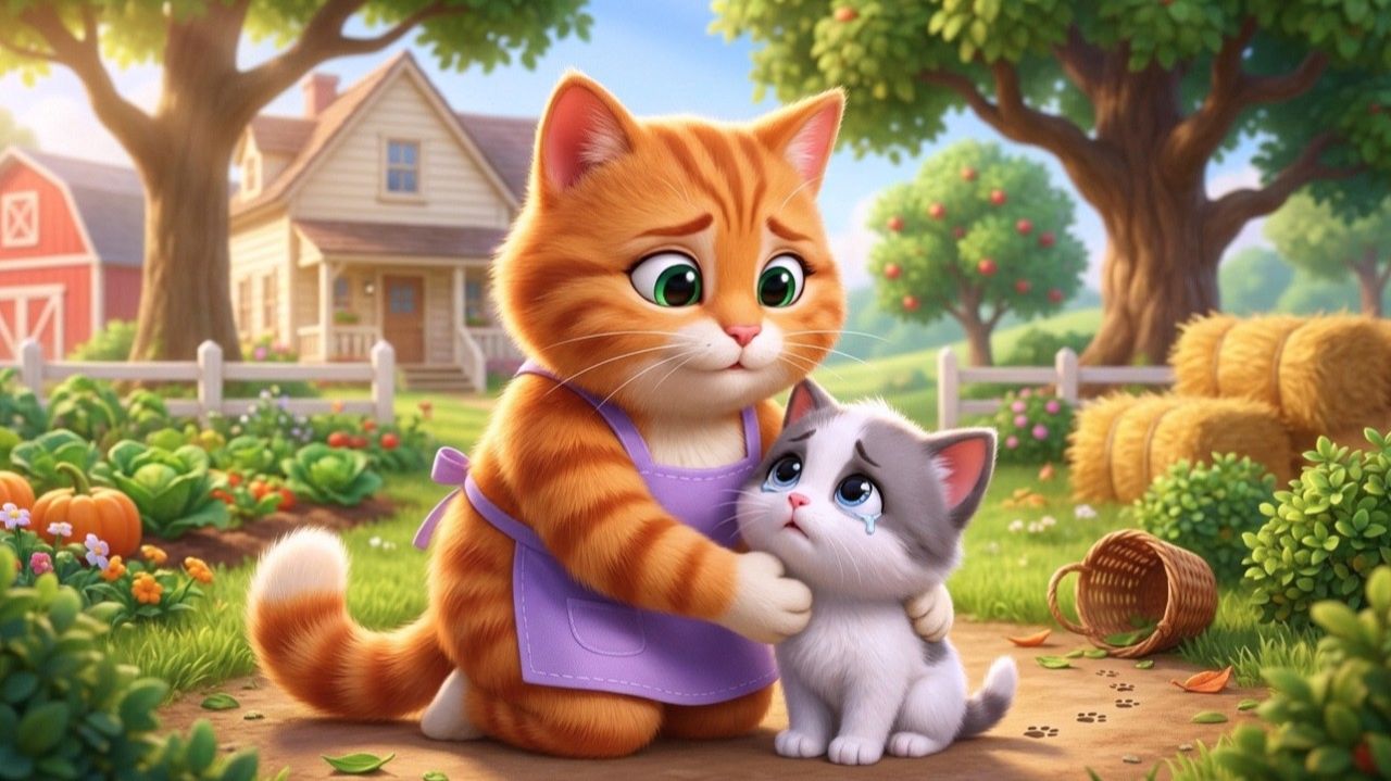 Мама-кошка нашла на ферме потерявшегося котенка и забрала его домой 🥺🐱❤️