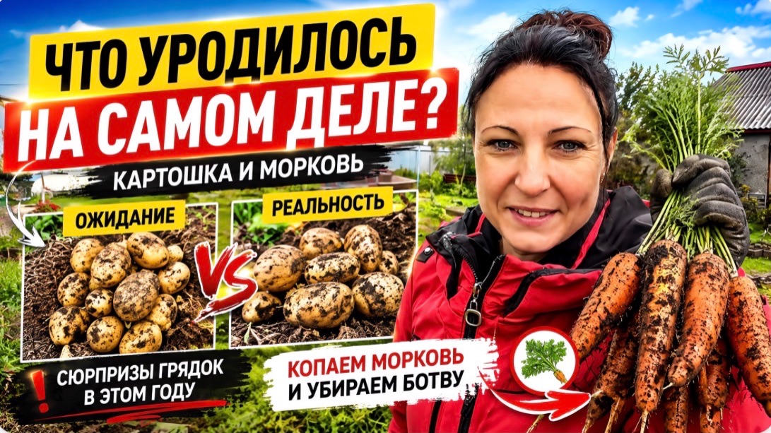 ОЖИДАНИЕ И РЕАЛЬНОСТЬ: Что с картошкой в этом году? / Убираем ботву и копаем морковку