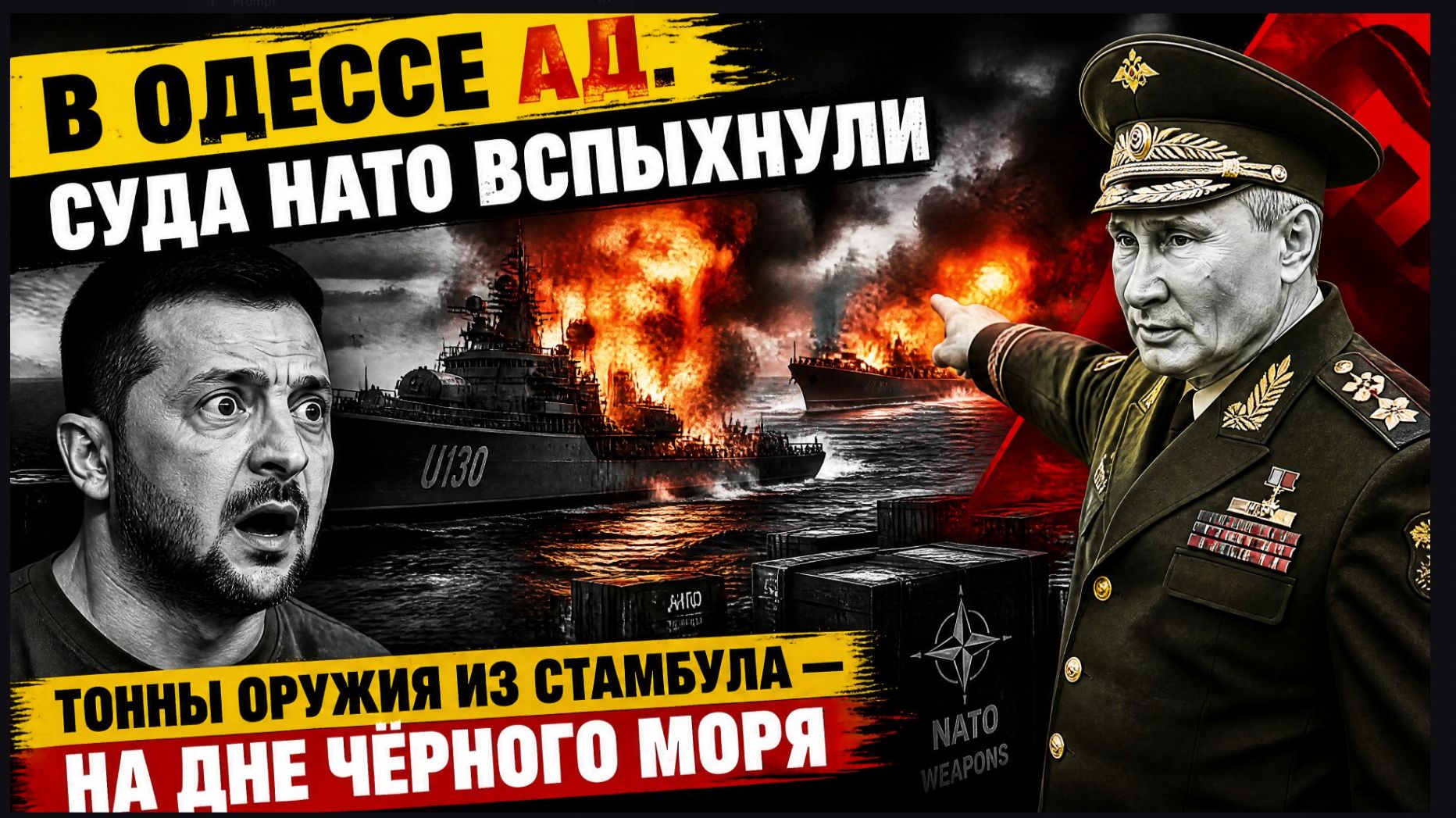 ⚡В Одессе АД. Суда НАТО вспыхнули. Тонны оружия из Стамбула — на дне Чёрного моря