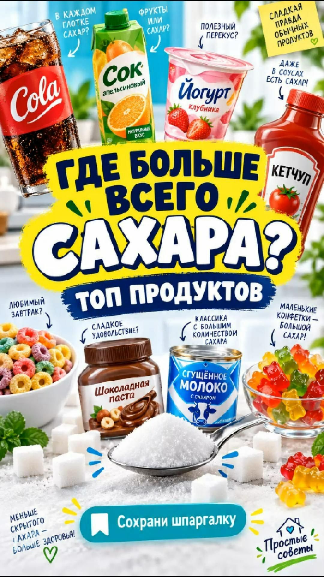 ТОП сахара в продуктах. Ты мог этого не знать