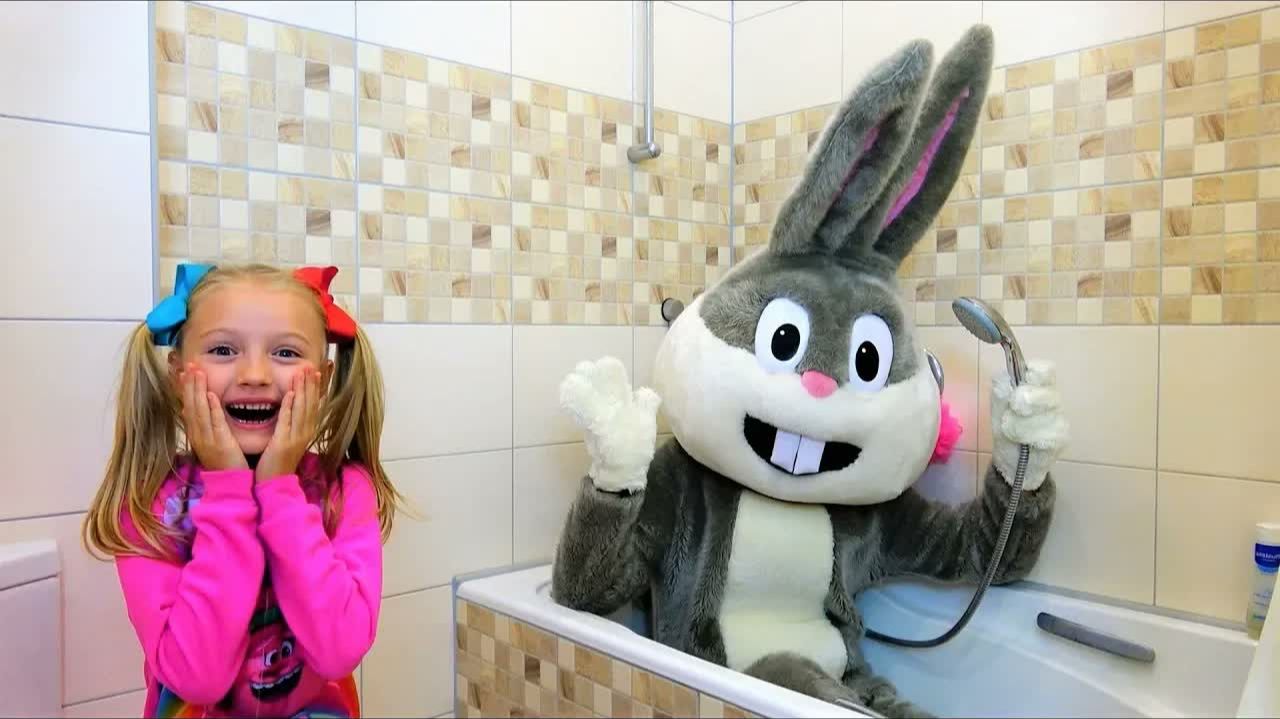 Polina Playing With Giant Bunny Pretend Play Video For Kids