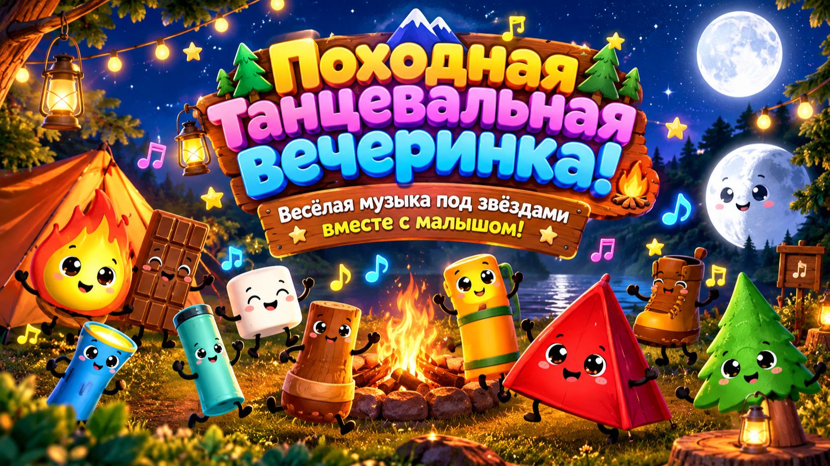 Походная танцевальная вечеринка! 🏕️💃🔥 Весёлая музыка под звёздами вместе с малышом! 🎵👶✨