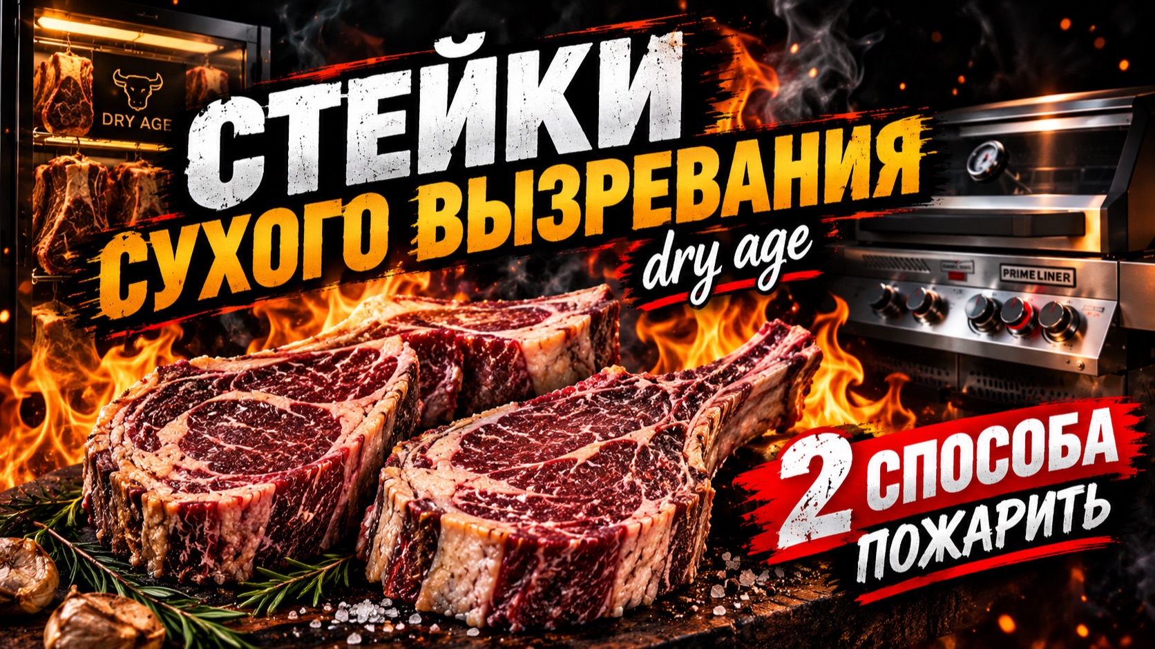 Стейк рибай сухого вызревания. Стенки сделал сам и два способа приготовления