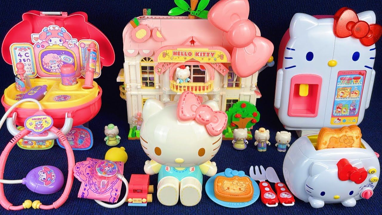 Играем в Набор милых игрушек Hello Kitty! Распаковка и Обзор ярких игрушек! Мультики для детей!