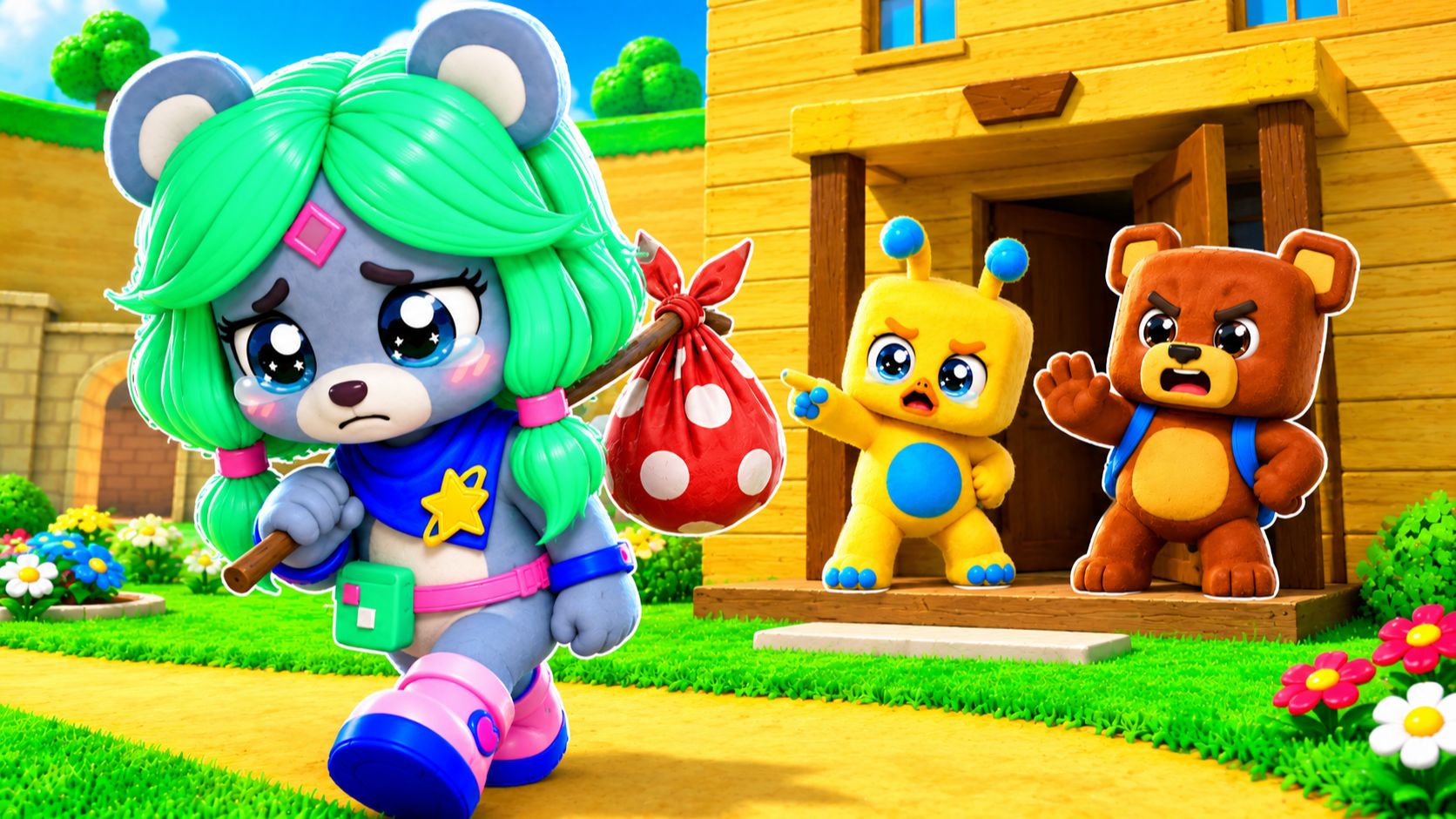 😭ШИКА И БААРЕН  ВЫГНАЛИ МЕНЯ ИЗ ДОМА В ИГРЕ СУПЕР МИШКА SUPER BEAR ADVENTURE