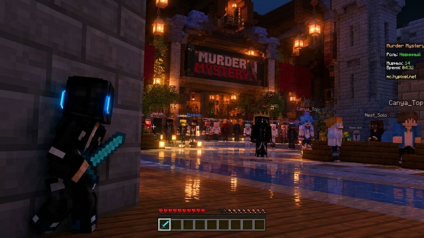 🗡УБЕГАЮ ОТ УБИЙЦЫ В MURDER MYSTERY C ДРУГОМ МАЙНКРАФТ MrLaiver MINECRAFT