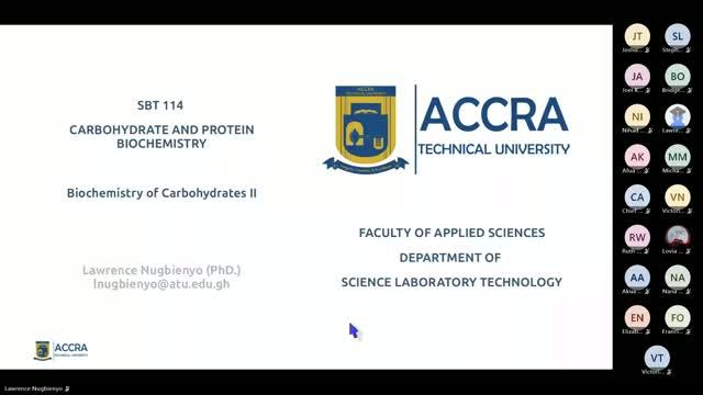 SBT 114 Carbohydrate & Protein Biochemistry - Monosaccharide Cyclization