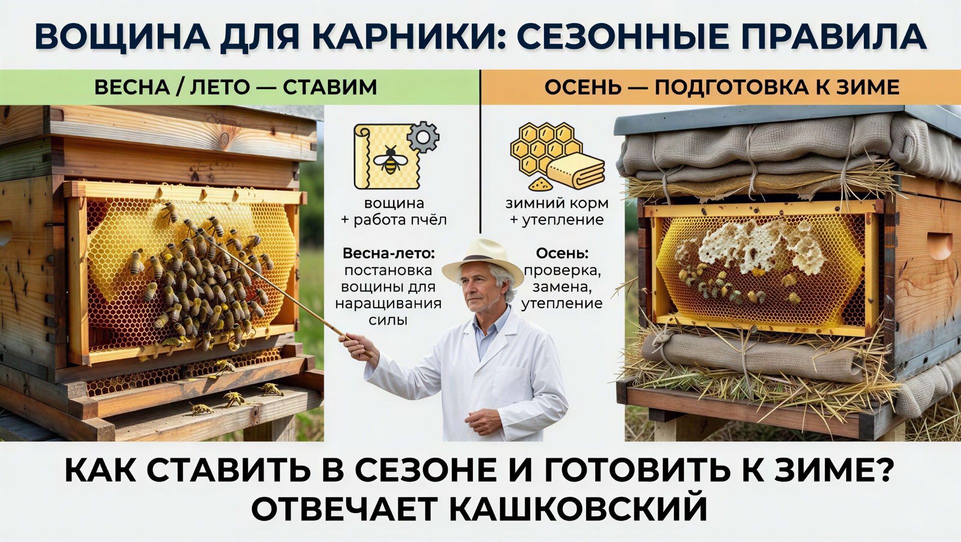 🐝 Вощина для карники: как ставить в сезоне и готовить к зиме. Отвечает профессор Кашковский 🇩🇪📦