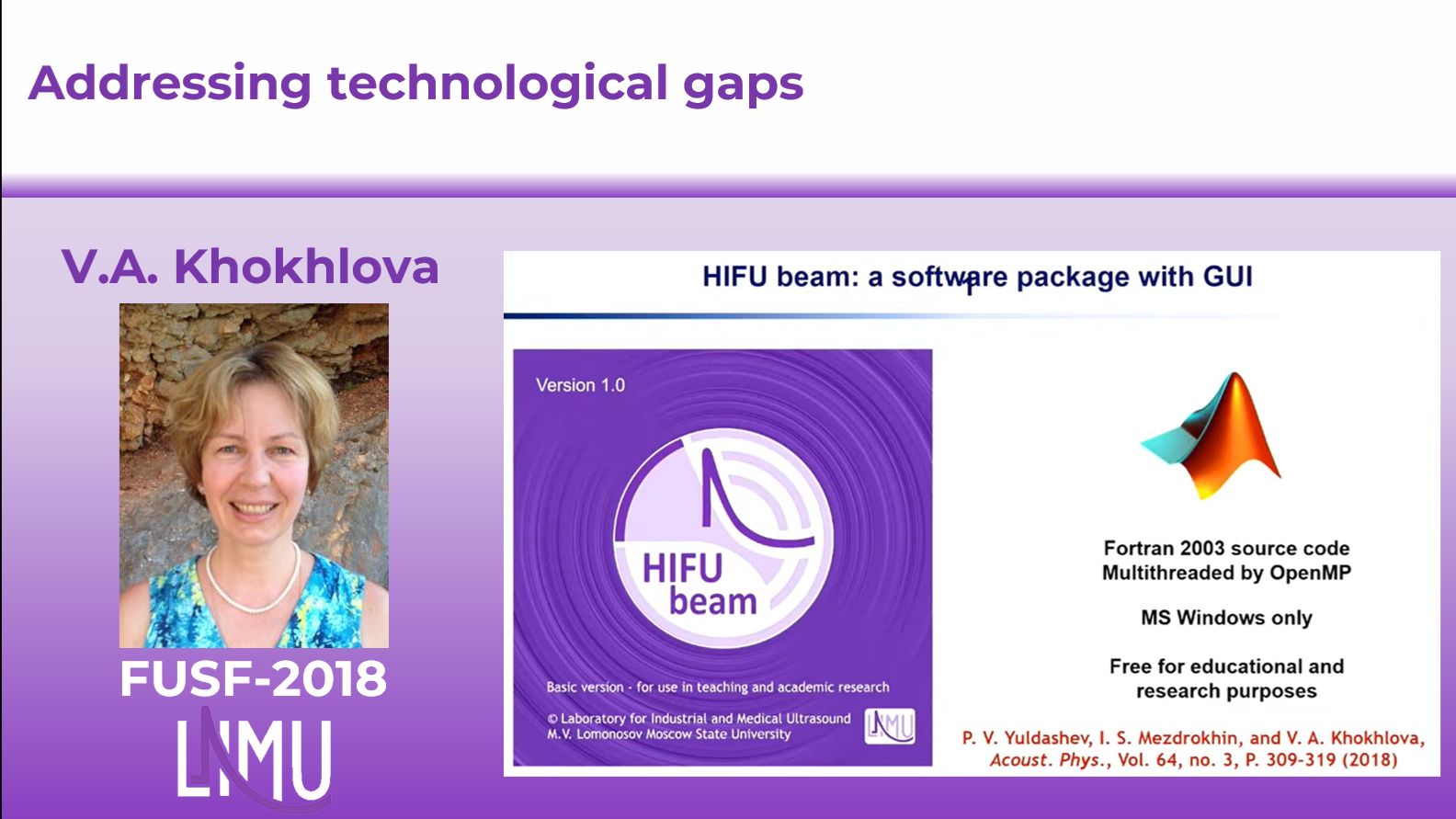 Addressing Technological Gaps. V.A. Khokhlova. FUSF-2018