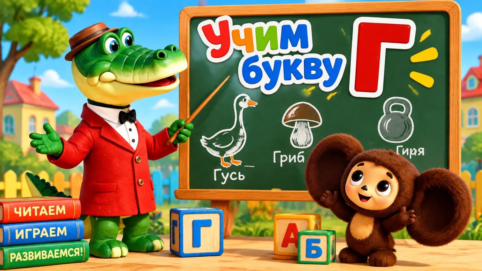 Учим букву Г С Крокодилом Геной и Чебурашкой