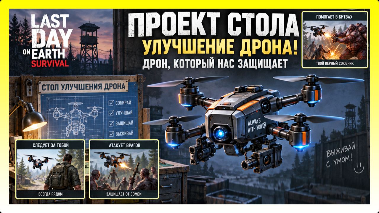 ПРОЕКТ СТОЛА УЛУЧШЕНИЕ ДРОНА! ДРОН, КОТОРЫЙ НАС ЗАЩИЩАЕТ / Last Day On Earth: Survival