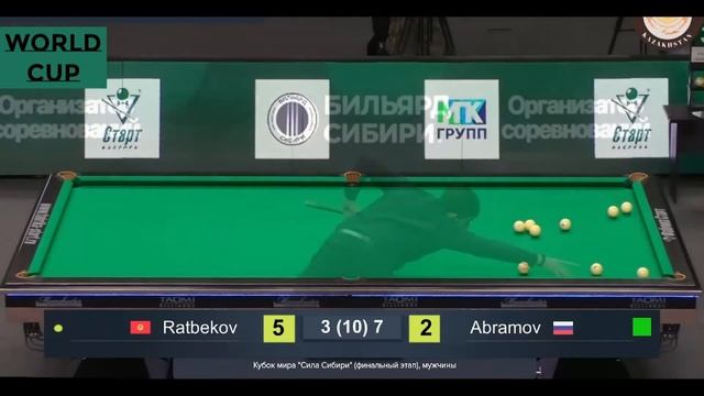 Бильярд..ФИНАЛ КУБКА МИРА! АБРАМОВ - РАТБЕКОВ.