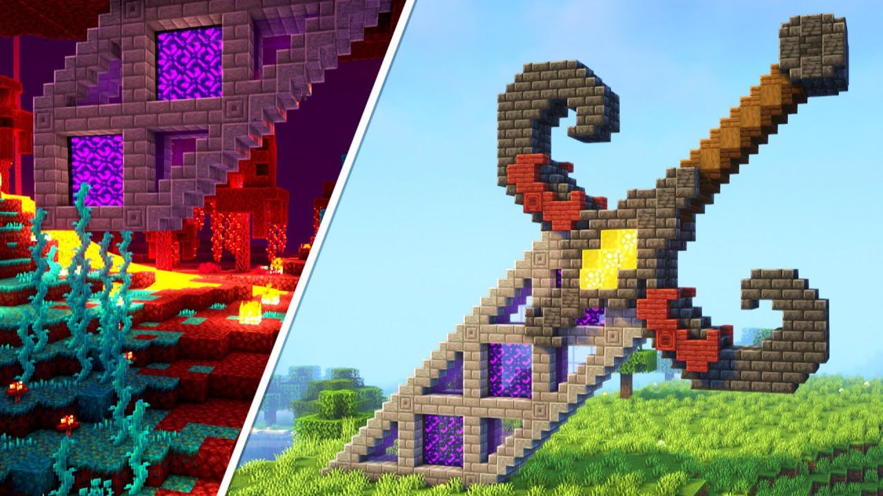 МАЙНКРАФТ Как построить портал в нижний мир с помощью меча - Minecraft новые видео