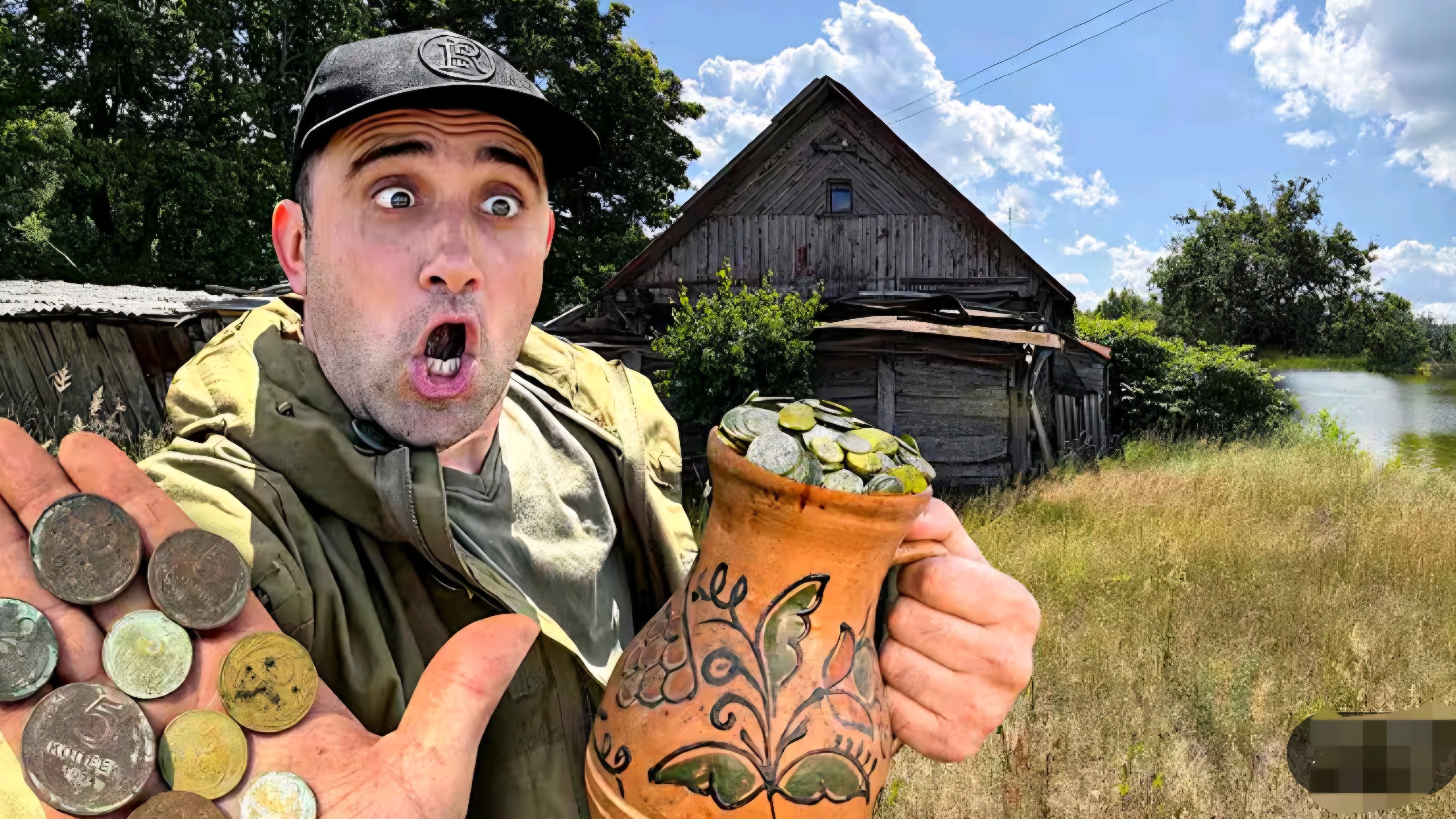 24 Часа на Заброшенном Хуторе!  Нашёл КЛАД ВАЗУ С МОНЕТАМИ! Проверил Пруд!  Приготовил вареники