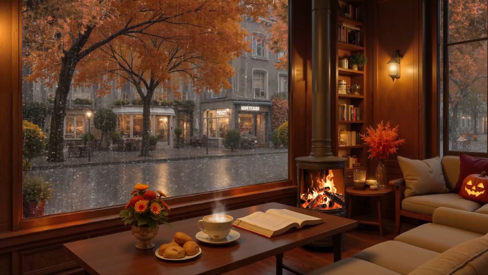 ДОЖДЛИВЫЙ ОСЕННИЙ ВЕЧЕР 🎃☕ КАМИН, УЮТ И МЯГКИЙ ДЖАЗ ДЛЯ ОТДЫХА