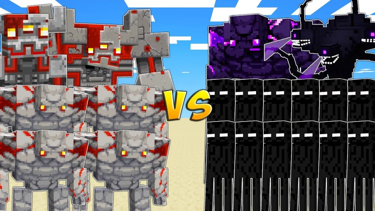 Красные големы VS эндермены — кто победит?