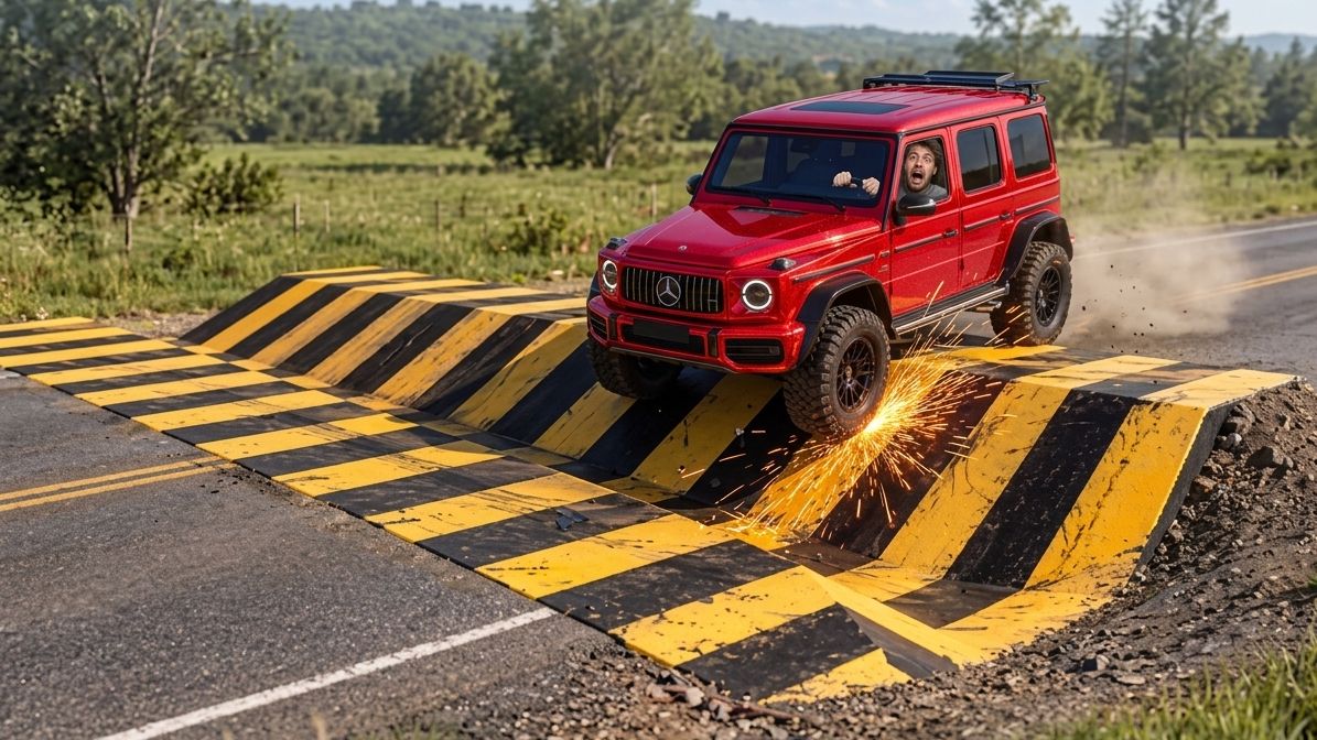 Испытание «Машины против перевернутых лежачих полицейских» в (BeamNG/Drive)