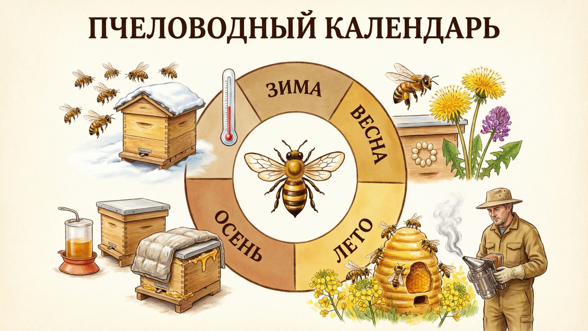 📅 Пчеловодный календарь: с чего начать и как адаптировать под свой регион. Профессор Пашаян 🐝🌿