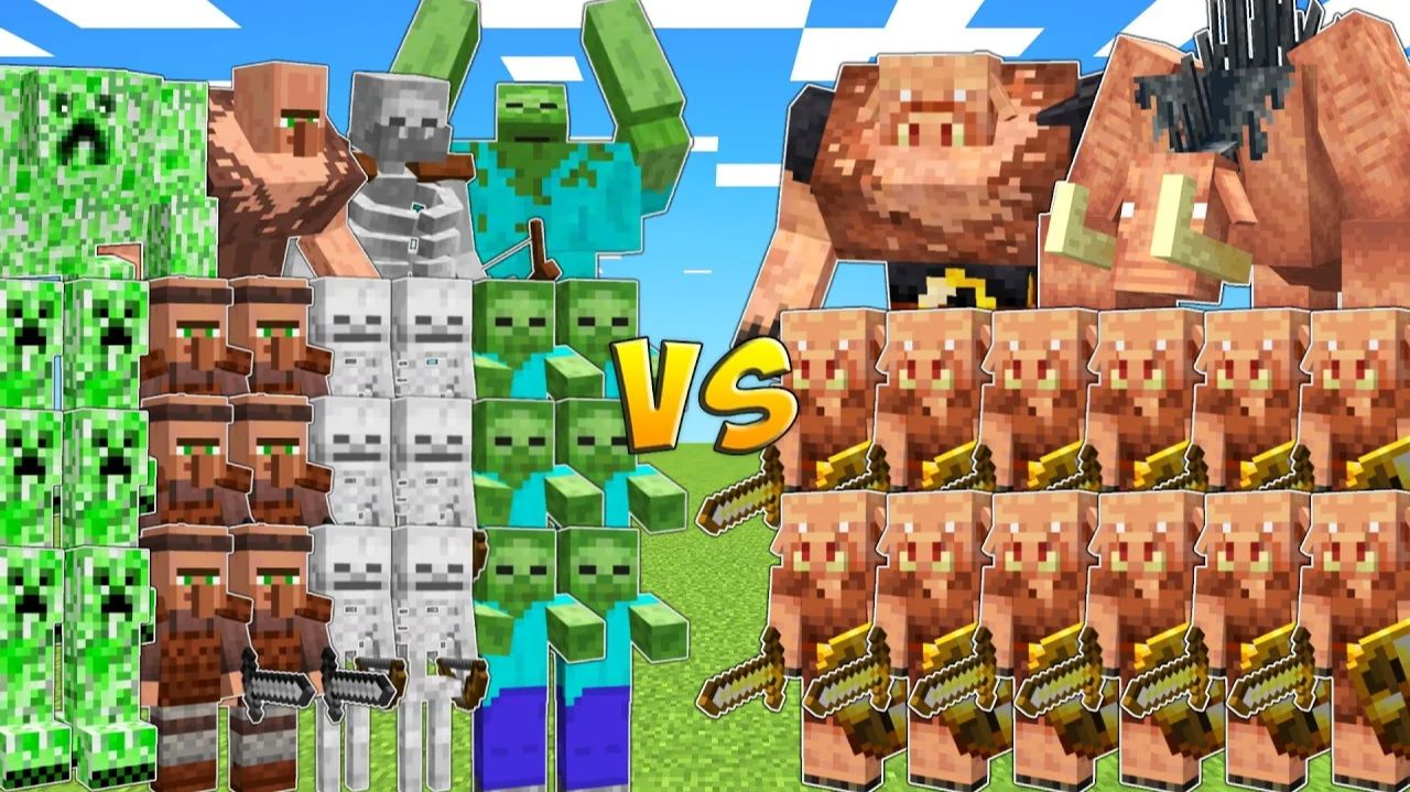 Мир Minecraft VS армия пиглинов — кто победит?