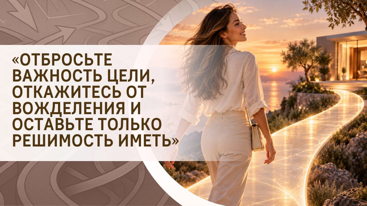 «Отбросьте важность цели, откажитесь от вожделения и оставьте только решимость иметь»