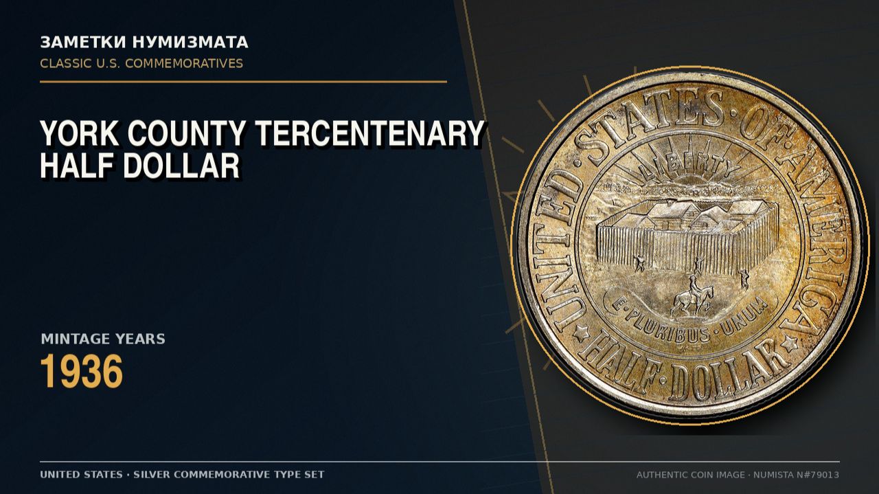 York County Half Dollar 1936 | Полдоллара США: округ Йорк 1936