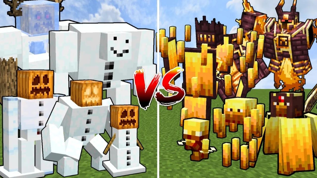 Все мутантные Блейзы VS все мутантные снежные големы (битва мобов Minecraft)