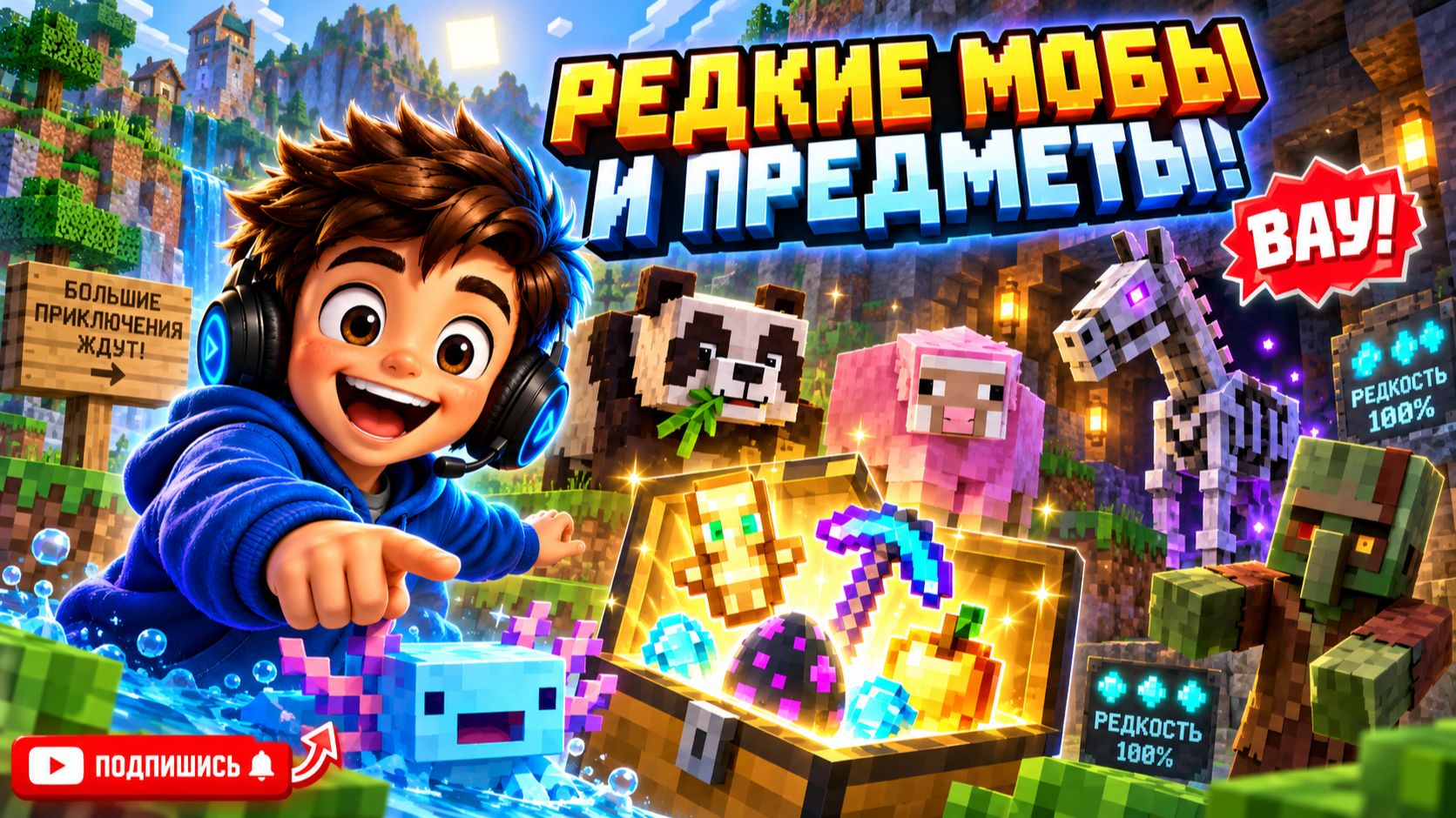 САМЫЕ РЕДКИЕ МОБЫ И ПРЕДМЕТЫ В MINECRAFT! Ты точно не видел их всех