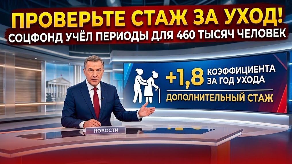 460 тысячам россиян учли уход в пенсионный стаж: как проверить пенсионные баллы и стаж
