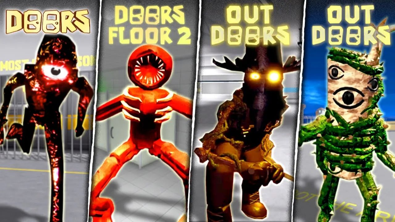 Все скримеры из DOORS: The Great Outdoors, Floor 2 и HOTEL+ в Barry's Prison Run!