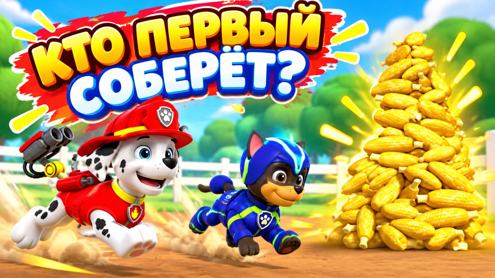 🐶🚒 Щенячий патруль игра мультик! КТО ПЕРВЫМ СОБЕРЁТ ОГРОМНУЮ КУЧУ КУКУРУЗЫ? 🌽🏆🔥