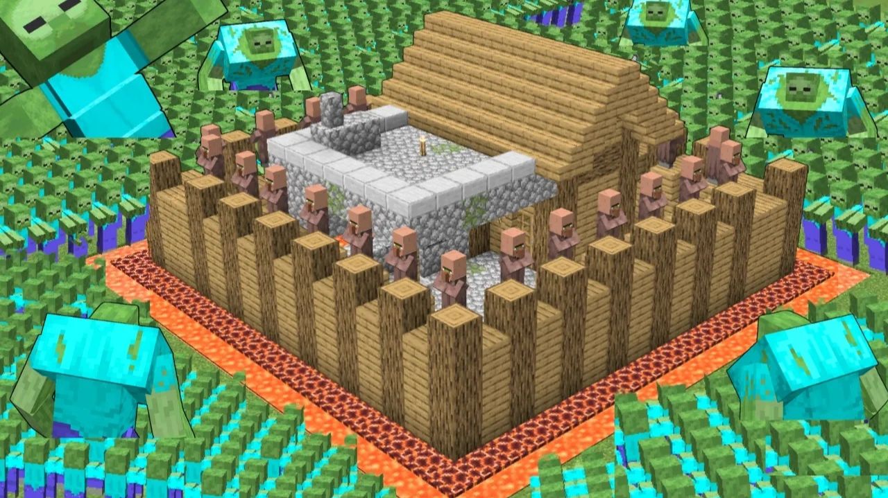 Армия зомби против ЛУЧШЕЙ защиты деревни в Minecraft!