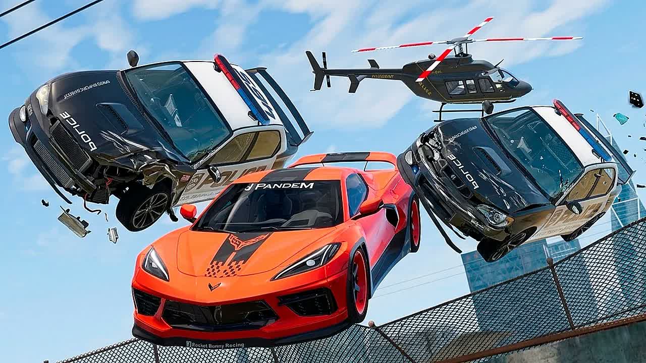 Полицейская погоня и эпичные аварии BeamNG.Drive #120