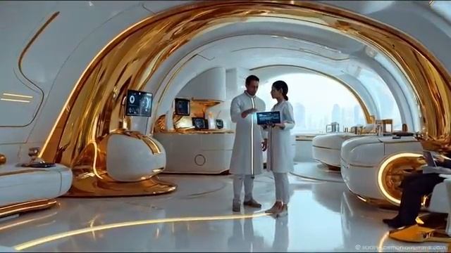 Future City 2050 In  Smart Utopia AI Transport Luxury Domes Neon Roads