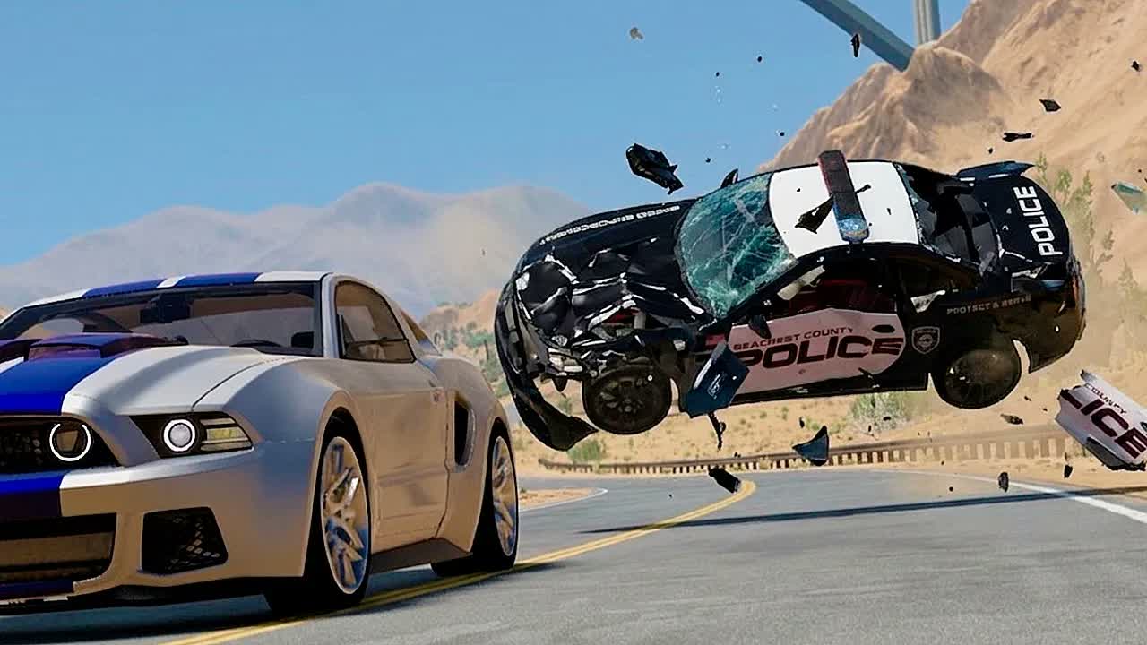 Полицейская погоня и эпичные аварии BeamNG.Drive #121