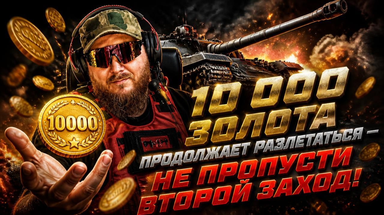МИР ТАНКОВ. 10 000 золота продолжает разлетаться — не пропусти второй заход! Пиши игровой ник в чат.