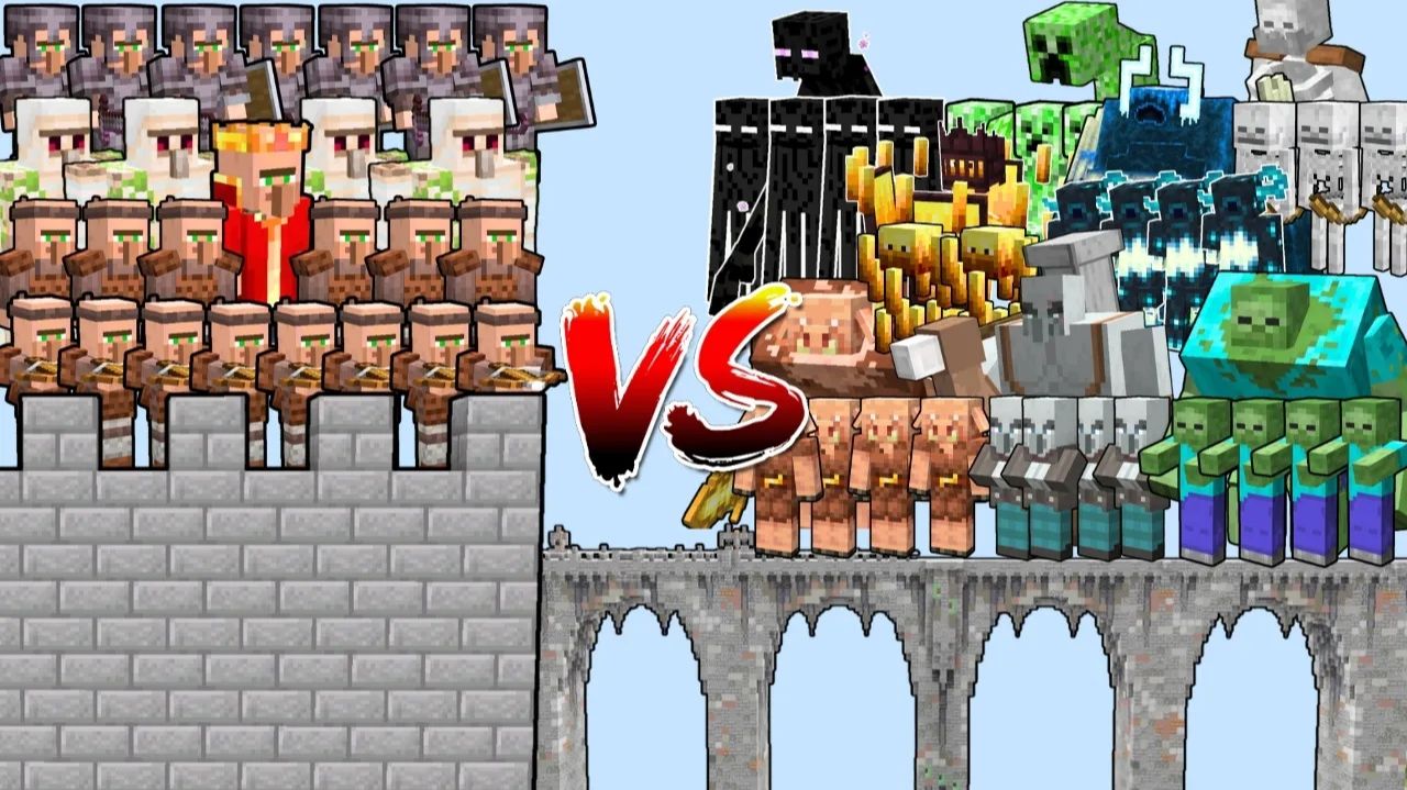 Какая моб-армия перейдёт мост и разрушит замок жителей? | Minecraft Mob Battle