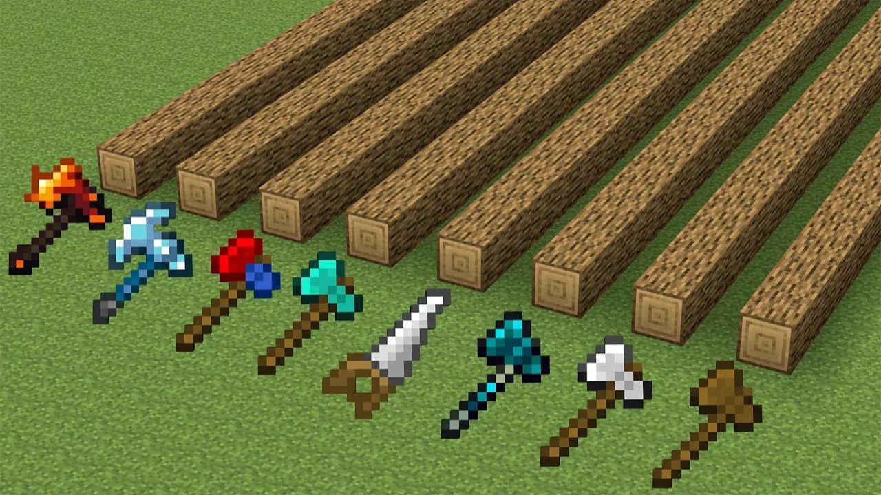 Какие топоры быстрее в Minecraft? Эксперимент!