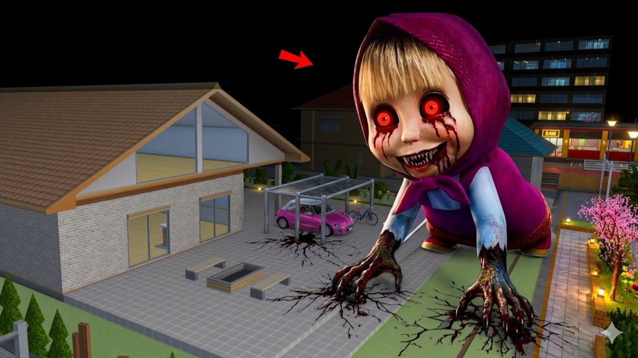 Мультики для детей. Огромная Маша в Sakura School Simulator 😱🏡 Детские мультики смотреть