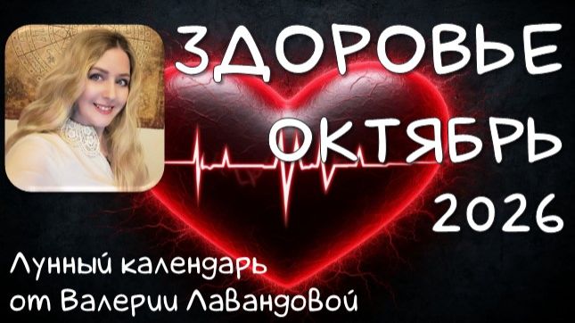 Лунный календарь ЗДОРОВЬЯ на ОКТЯБРЬ 2026: когда лечиться, а когда беречься. Валерия Лавандова