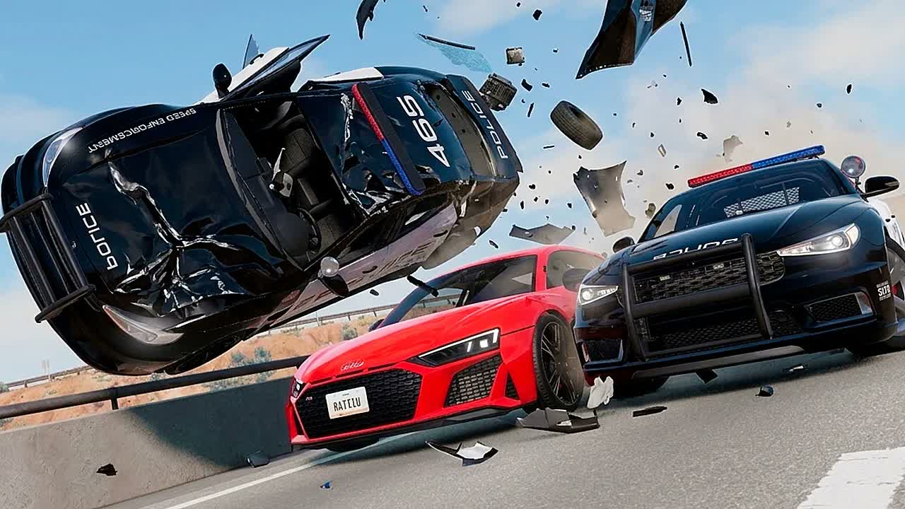 Полицейская погоня и эпичные аварии BeamNG.Drive #117